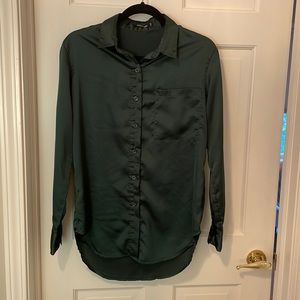 Glossy green button up top